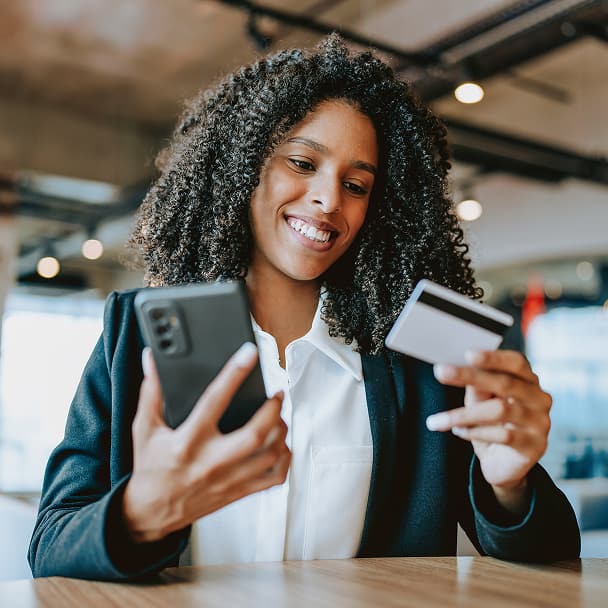 Woman making a mobile payment