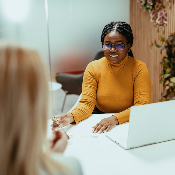Female banker assisting a customer